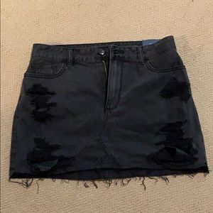 BRAND NEW Hollister; Black distressed denim skirt